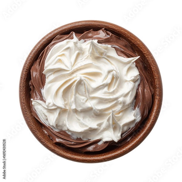 Fototapeta Whipped Cream with Chocolate or frozen yogurt on transparent background