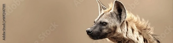 Obraz Hyena emoji icon with sharp fur details and dusty beige backdrop