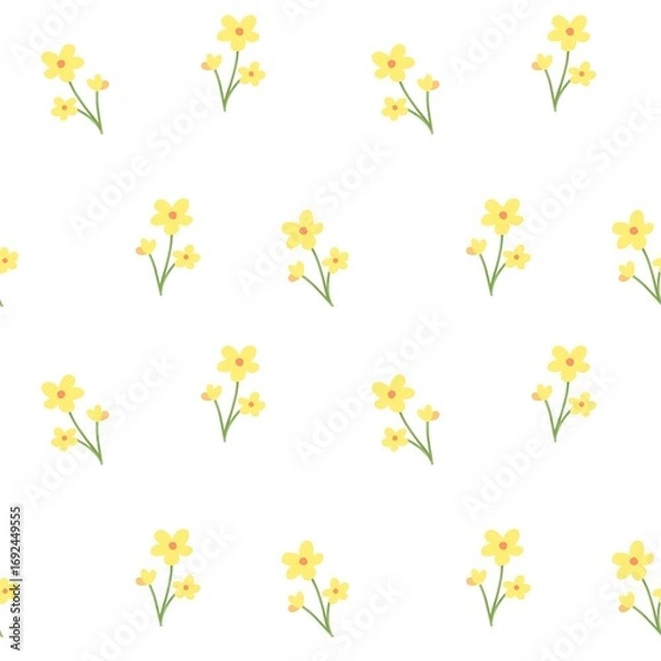 Obraz Seamless yellow floral pattern on white background