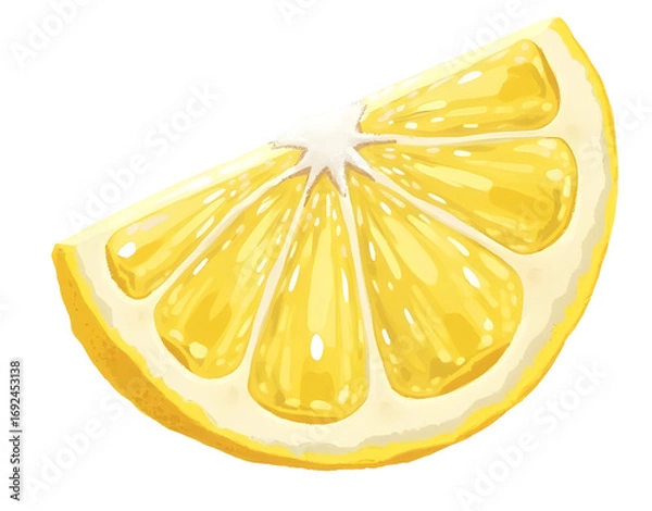 Fototapeta Fresh yellow lemon slice offers refreshing burst of citrus flavor