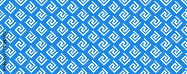Obraz greek seamless pattern. old ancient ornament with key element. Abstract blue and white geometric line. Vector background for the fabric cloth, ceramic floor, ornament textile, texture