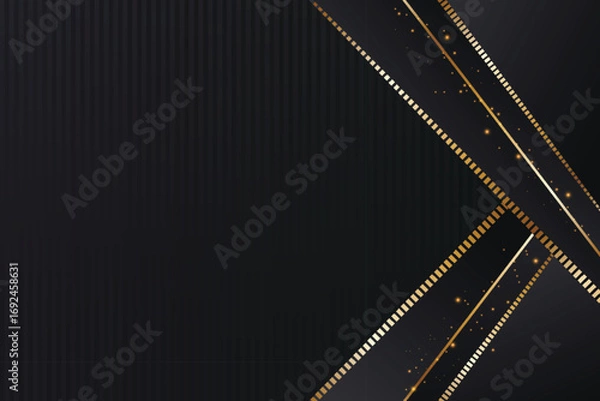Fototapeta Luxury Black Background with Golden Lines. Luxury Banner with Shiny Metallic Diagonal Cross Stripes. Modern Elegant Design for Poster, Invitation, Gala, Vip Events, Website, Presentation