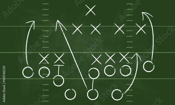 Obraz Wektorowa gra w piłkę nożną. Piłka nożna Ameryka. NFL American Football Formation TacticSon. Taktyka amerykańskiego boiska do piłki nożnej. Przyziemienie.