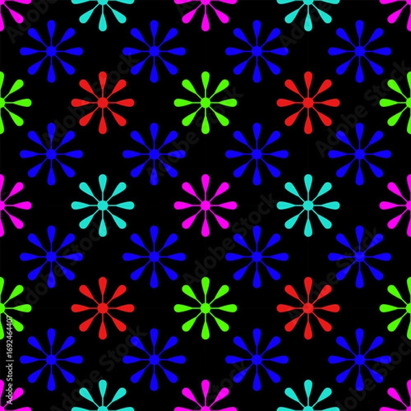 Fototapeta Seamless pattern for colorful flowers for textile, wallpaper, scene, card, background, scene, towel.