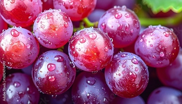Fototapeta Ultra Realistic Fresh Grape Bunches with Natural Shine