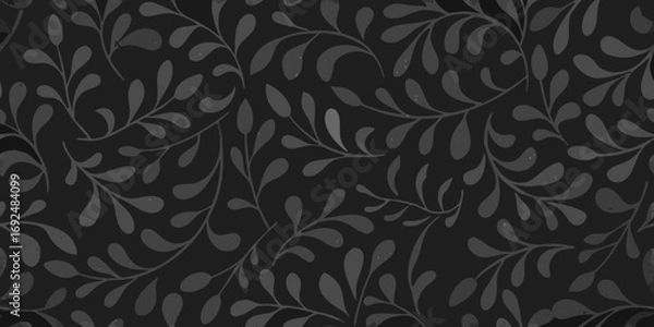 Fototapeta Elegant dark gray floral pattern with subtle texture and organic vine motifs