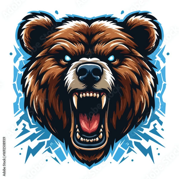 Fototapeta Vector image of angry bear head