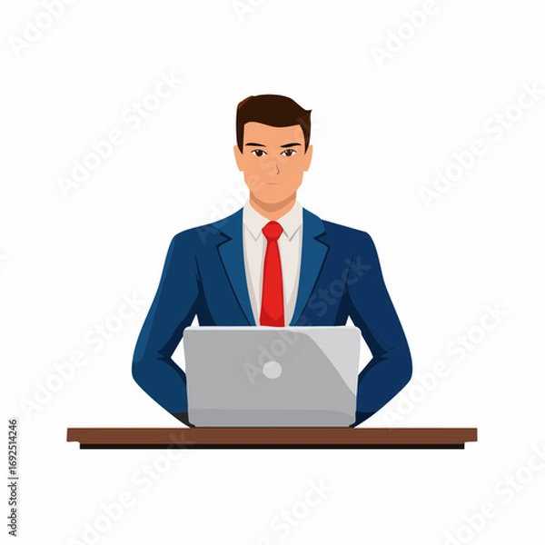 Fototapeta A vector illustration set of businessmen in various poses, facial expressions, and office scenes. Suitable for presentations, infographics, business materials, websites, and creative projects.