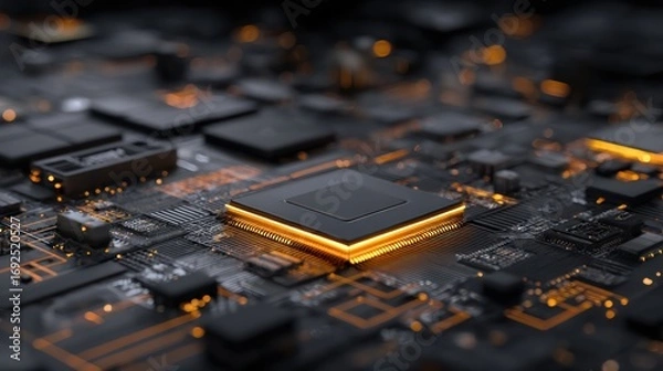Fototapeta Glowing processor chip