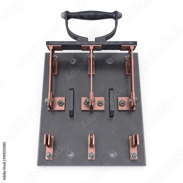 Fototapeta 3D rendering of retro knife switch, Isolated on white background.