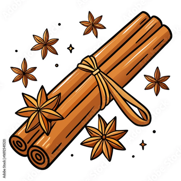 Fototapeta Cinnamon stock illustration