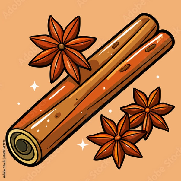 Fototapeta Cinnamon stock illustration