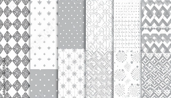 Fototapeta モノトーンの幾何学模様とドットのパターン背景セット