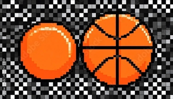 Obraz Pixelated basketball graphic