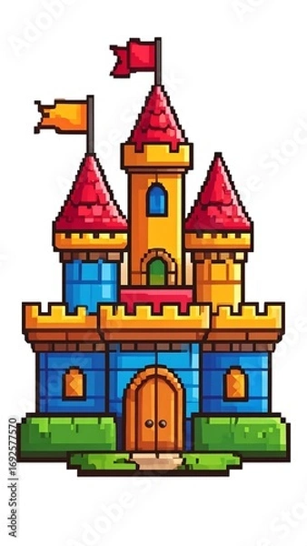 Obraz Pixelated castle illustration