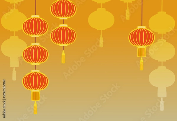 Obraz Illustration for Asian-style lantern background