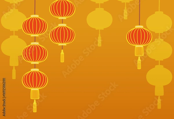 Obraz Illustration for Asian-style lantern background