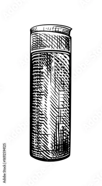 Fototapeta Vector hand drawn vintage illustration of cosmetic bottle in vintage engraved style. Package for shampoo, cream, tonic, lotion, serum. Black and white sketch isolated on white background