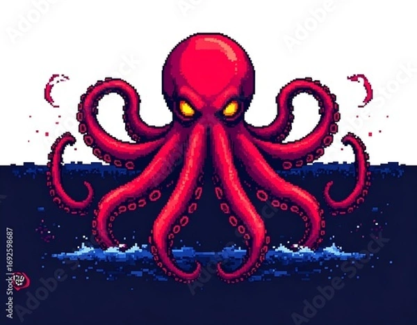 Obraz Pixelated octopus in ocean
