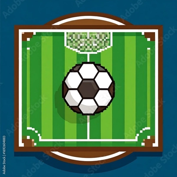 Obraz Pixelated soccer field with ball