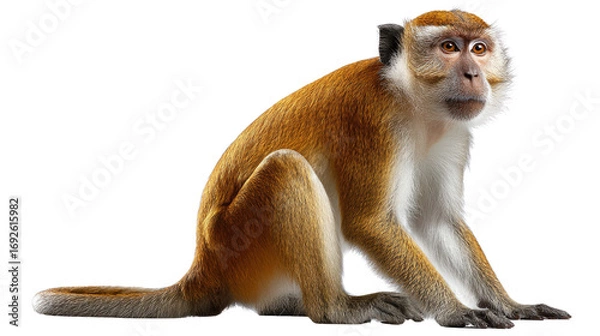 Fototapeta Monkey's Calm Stance: An adult monkey rests peacefully, showcasing the essence of naturalism and serenity, observing the moment of calm