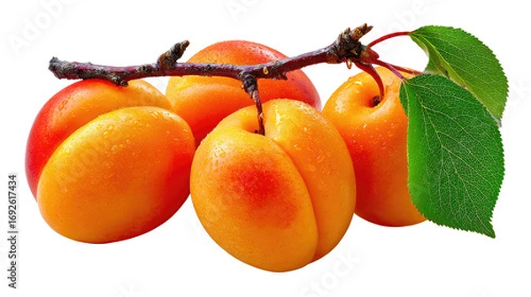Fototapeta Juicy Apricots: Captivating still-life features a cluster of ripe apricots, showcasing their vibrant hues and succulent allure against a clean backdrop.