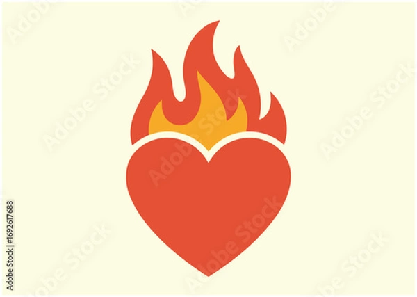 Fototapeta Heart with flame Icon, Heart with flame vector