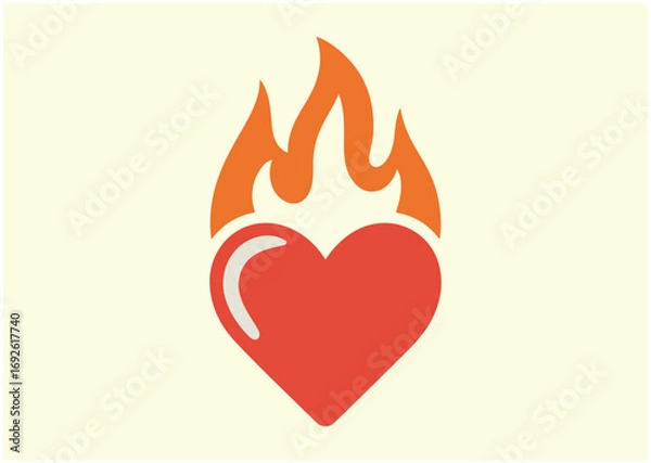 Fototapeta Heart with flame Icon, Heart with flame vector