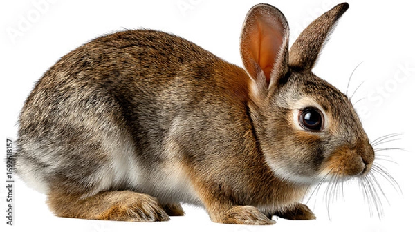 Fototapeta Cottontail Bunny: A portrait of a charming Cottontail bunny, showcasing its soft fur, curious eyes, and alert posture.