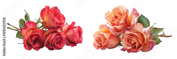 Fototapeta Set of a rose isolated on transparent background.