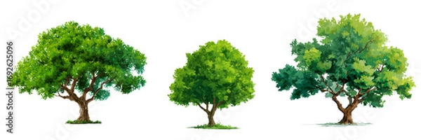 Fototapeta Set of a tree icon isolated on transparent background. 