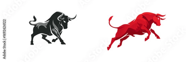Fototapeta  Set of a bull icon isolated on transparent background.