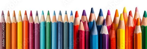 Fototapeta Set of a colored pencils isolated on transparent background .