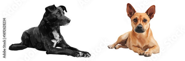 Fototapeta Set of a dog icon isolated on transparent background.