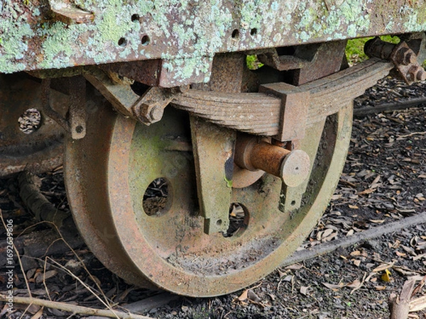 Obraz Rusty Train Wheels on Old Tracks