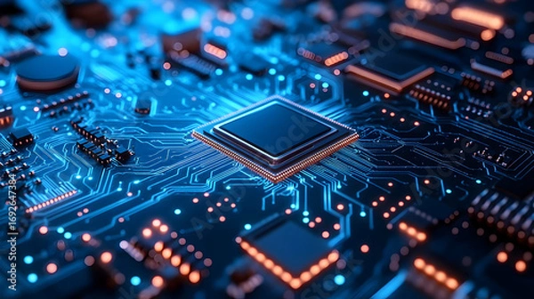 Fototapeta Abstract circuit board futuristic technology processor