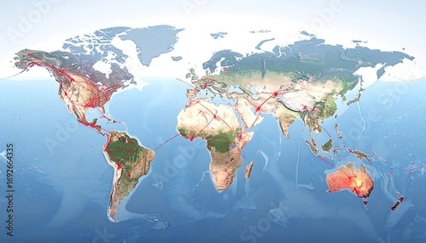 Fototapeta Global network map
