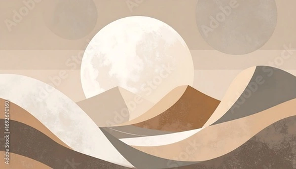 Fototapeta Abstract desert landscape with celestial bodies