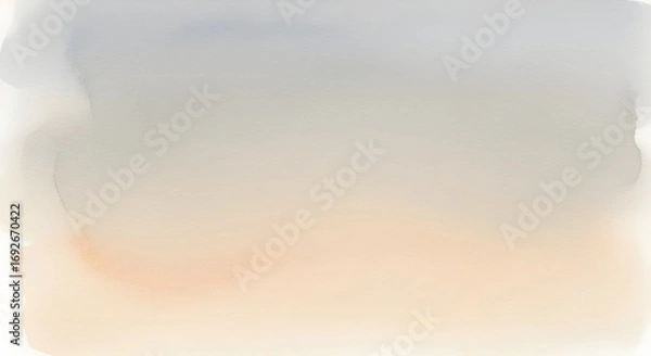 Fototapeta Soft watercolor wash gradient with subtle blend of blue and peach hues