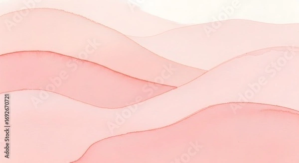 Fototapeta Abstract watercolor washes depicting smooth overlapping waves of pink and pale peach hues