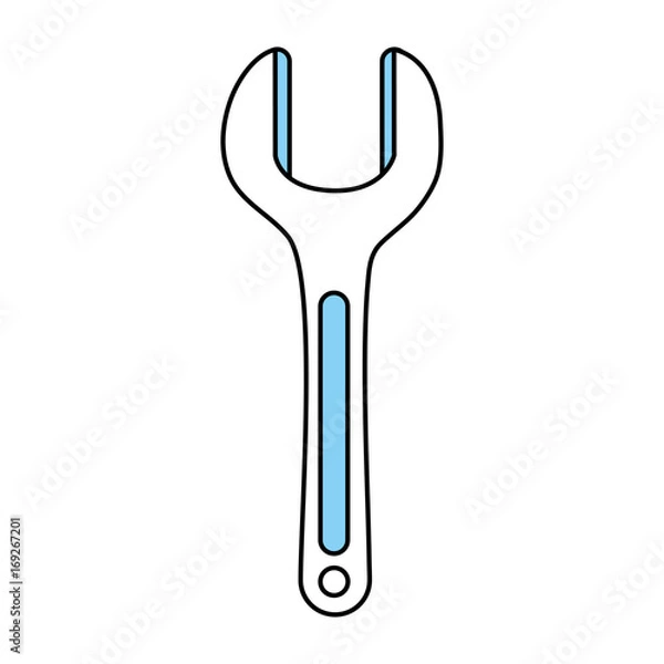 Obraz Flat line monocromatic wrench  over white background vector illustration