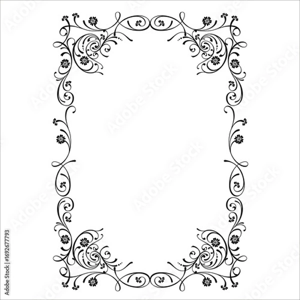 Fototapeta Vintage Ornamental Frame – Elegant Black Vector Border on a white background, JPG, 300 DPI