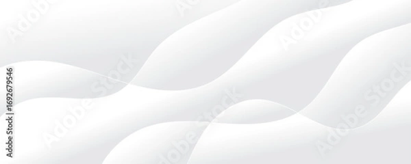 Fototapeta Abstract white luxurious paper waves background. White and light gray gradient texture wave curve lines modern banner design.