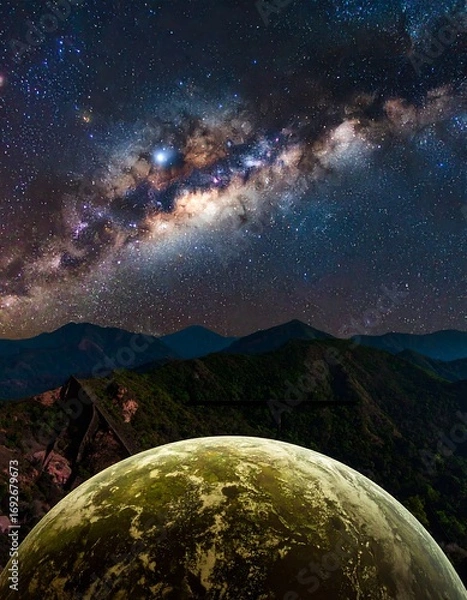 Obraz Planet Earth with Milky Way Galaxy view
