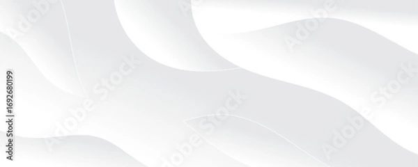 Fototapeta Abstract white luxurious paper waves background. White and light gray gradient texture wave curve lines modern banner design.