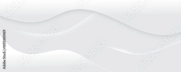 Fototapeta Abstract white luxurious paper waves background. White and light gray gradient texture wave curve lines modern banner design.