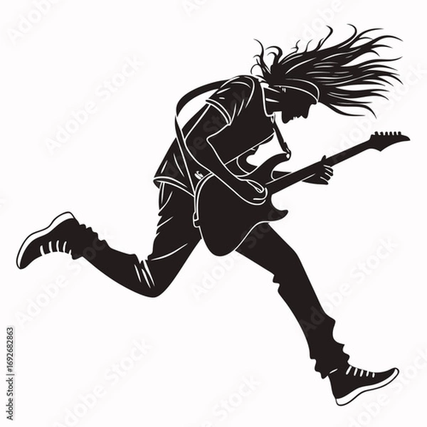 Fototapeta black and white vector illustration of a football player