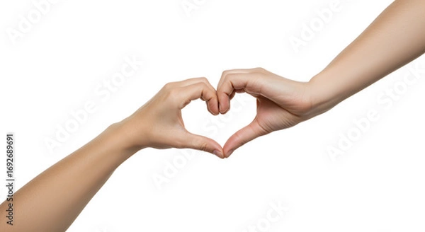 Obraz Two hands forming a heart shape against a plain Transparent Background