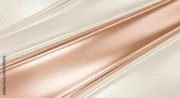 Fototapeta Smooth flowing draped fabric with champagne and rose gold metallic sheen abstract texture