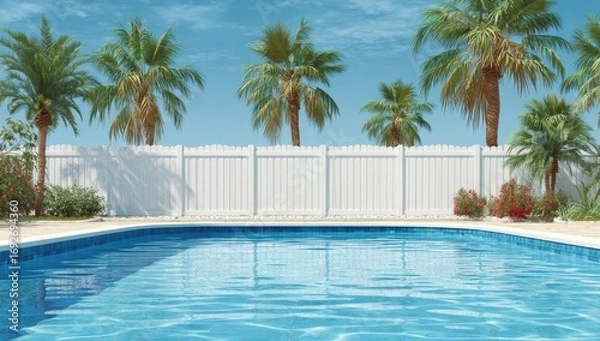 Obraz Tropical backyard pool scene